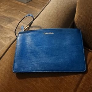 Calvin Klein leather pouch aquamarine